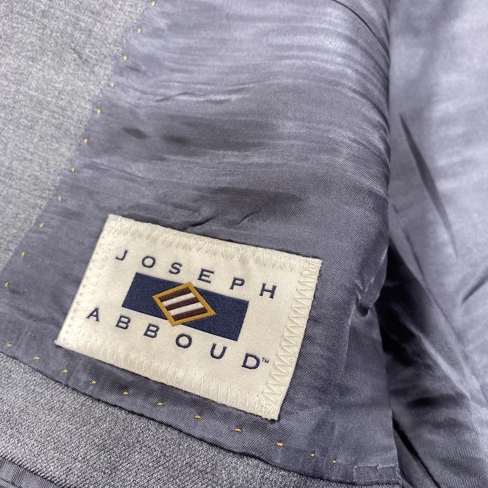 Joseph Abboud Suit‎ Jacket Mens 44R Gray Wool Super 110s Two Button Made USA